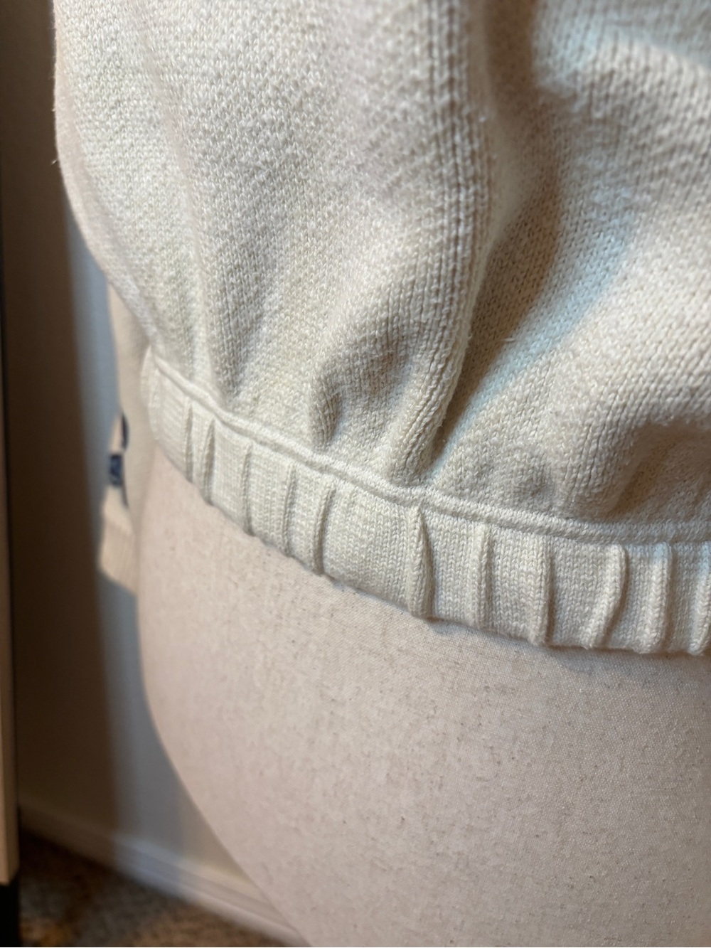 Butterfly Long Sleeve Crew Sweater-Cream with Blue Butterflies-Size Medium - Picture 8 of 13